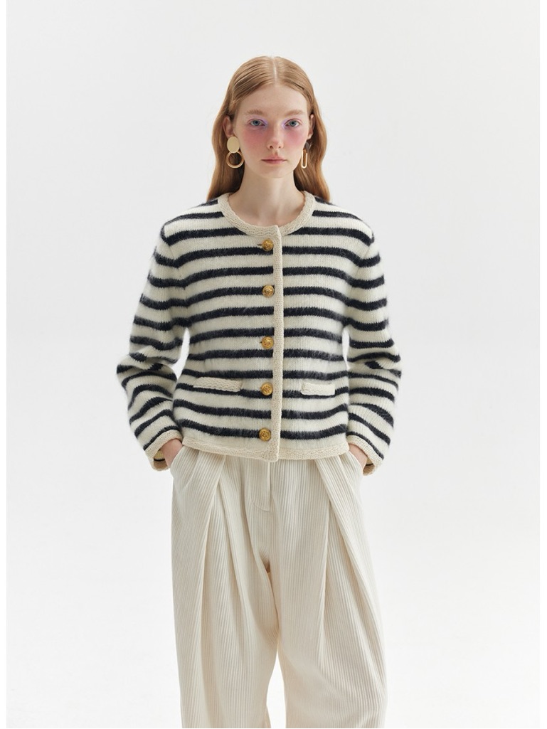 Rumia Olive Knit Coat Nwt (Black And White)